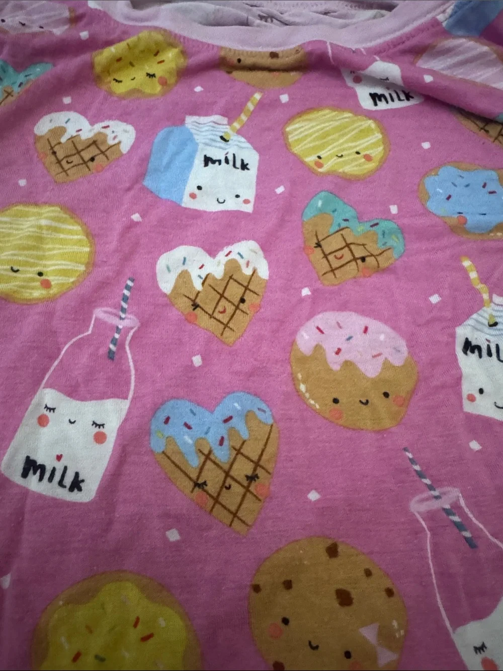 Little Sleepies Pink Milk & Cookie Print Pajama Set 9/10